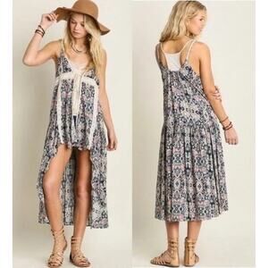 Umgee | Boho Gypsy Tie-Front Hi-Low Spaghetti-Strap Duster Vest